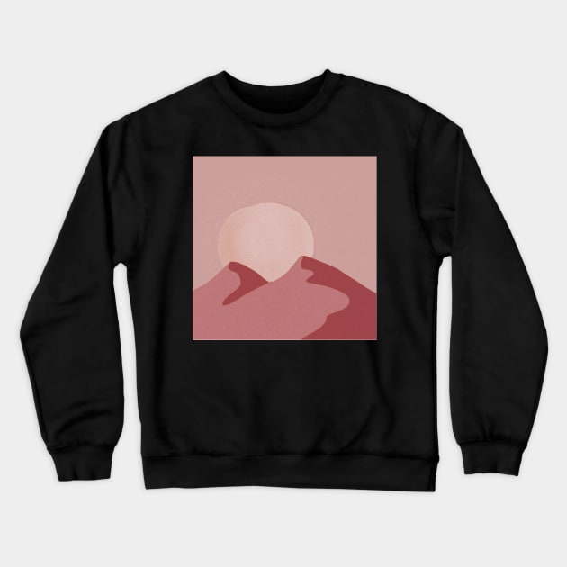 Pink and Red Montain and Sky from desert Crewneck Sweatshirt by myyylla